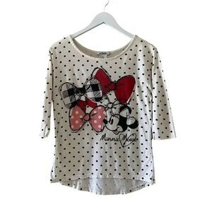 Disney Parks Women’s Minnie Mouse Ivory Red Black Polka Dots Bow SZ M # 1171